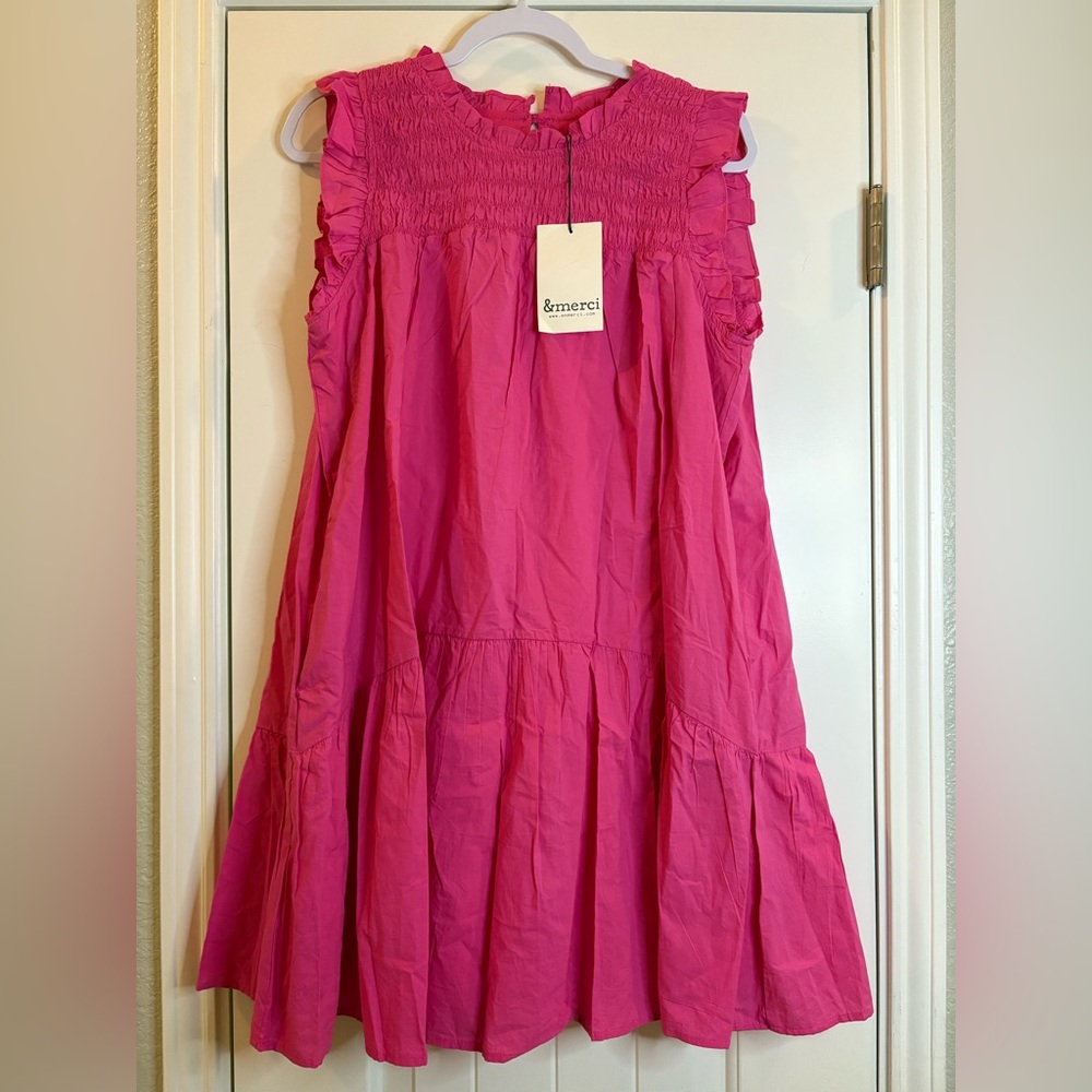 NWT &merci Pink Smocked Mini Dress